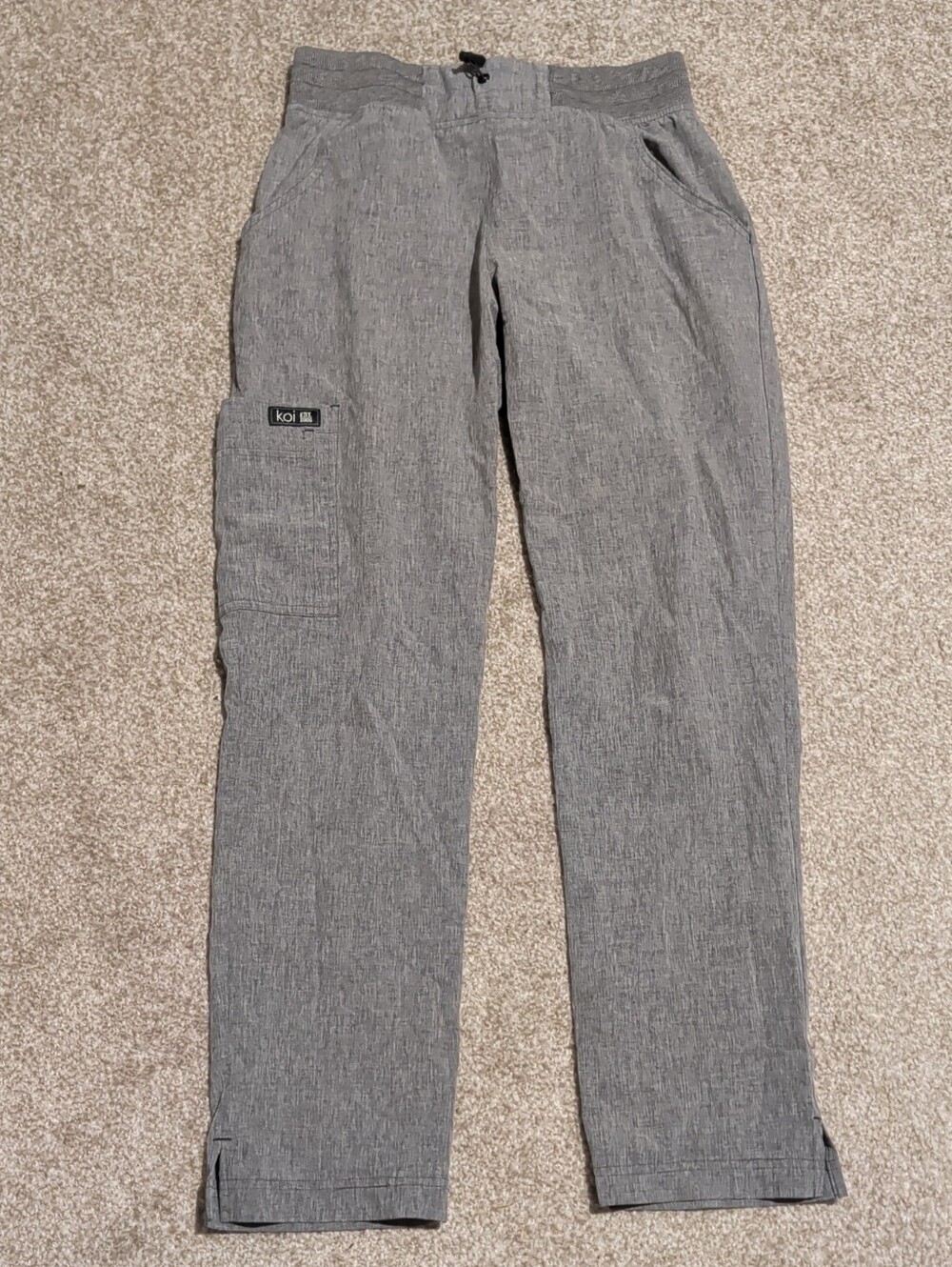 KOI Basics XXS Petite Gray Cargo Scrub Pants Straight Leg